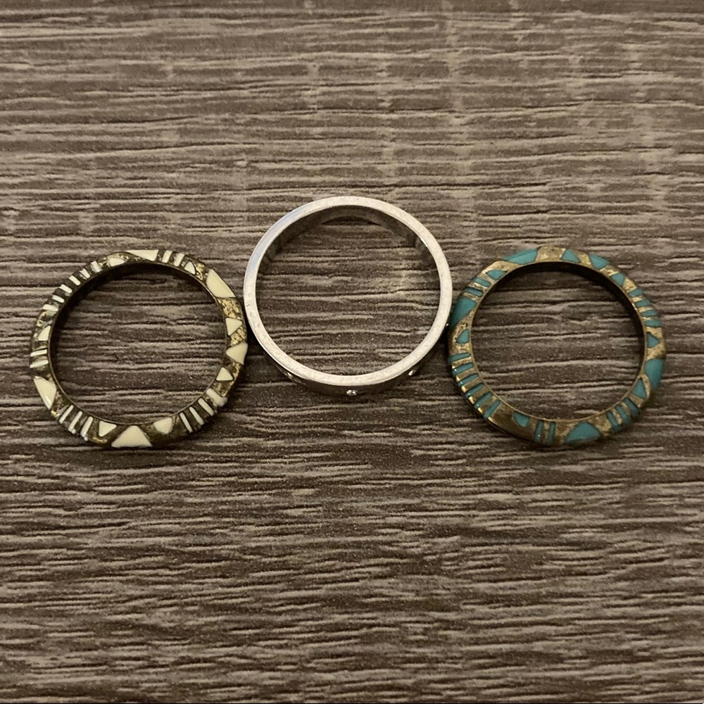 Bundle of 3 Aztec style fashion rings